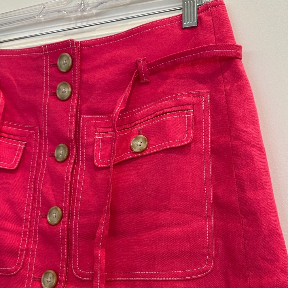 J. Crew Vibrant Pink Button-Front Pencil Skirt - Picture 5 of 7